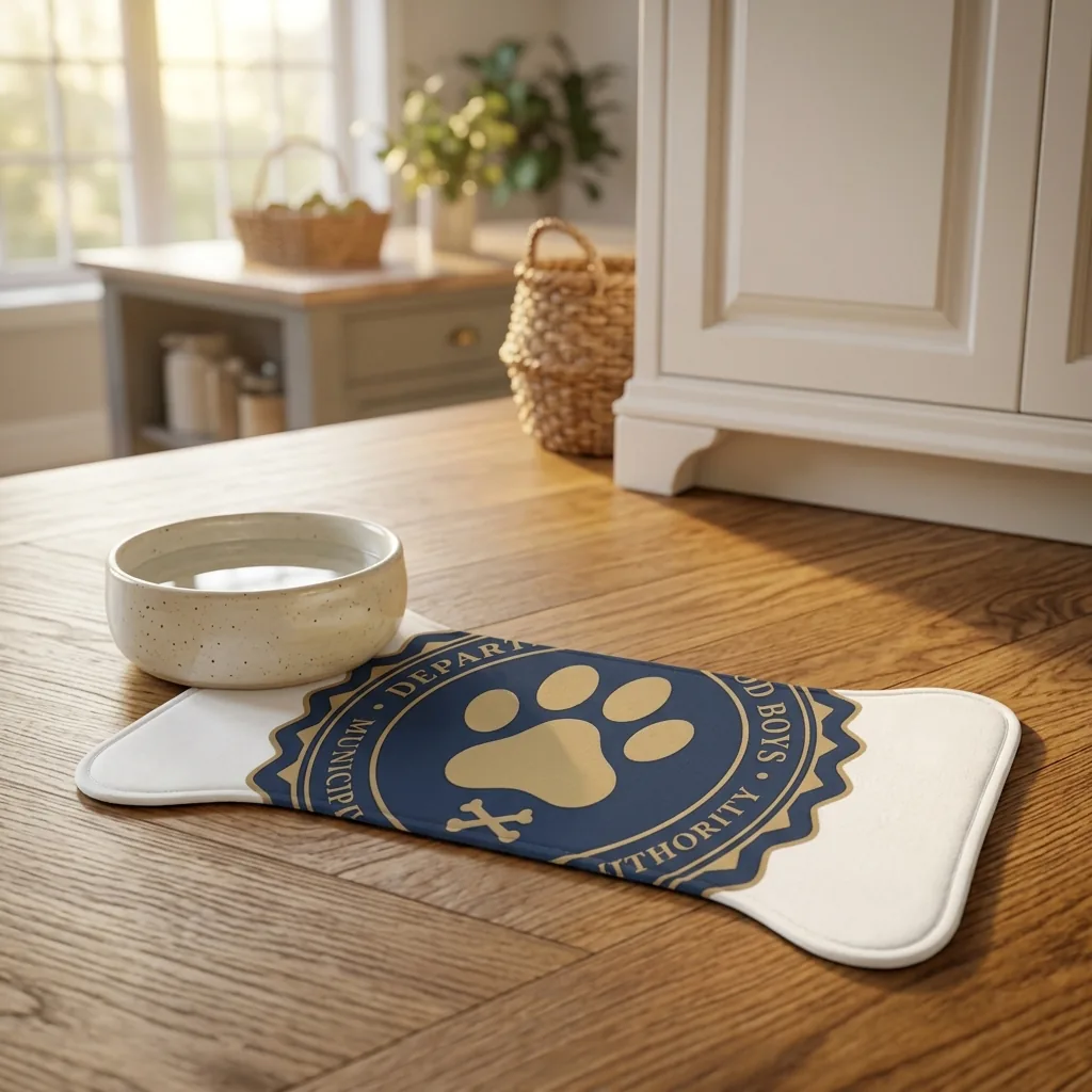 Department of Good Boys design printed on Pet Feeding Mat