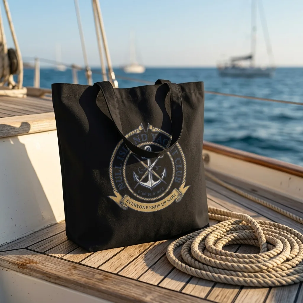 Null Island Yacht Club design printed on Eco Tote Bag